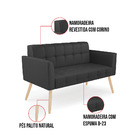 Sofá Namoradeira Elisa Corino Preto Pés Palito Natural D03 -