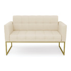 Sofá Namoradeira Elisa Linho Base Metálica Industrial Dourado