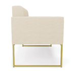 Sofá Namoradeira Elisa Linho Base Metálica Industrial Dourado