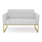 Sofá Namoradeira Elisa Linho Base Metálica Industrial Dourado