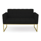 Sofá Namoradeira Elisa Linho Base Metálica Industrial Dourado