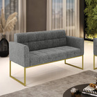 Sofá Namoradeira Elisa Linho Base Metálica Industrial Dourado