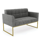 Sofá Namoradeira Elisa Linho Base Metálica Industrial Dourado
