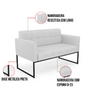 Sofá Namoradeira Elisa Linho Base Metálica Industrial Preto D