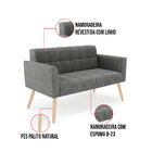 Sofá Namoradeira Elisa Linho Grafite A26 Pés Palito Natural D