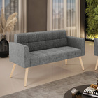 Sofá Namoradeira Elisa Linho Grafite A26 Pés Palito Natural D