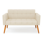 Sofá Namoradeira Elisa Linho Pés Palito Castanho D03 - D'ross