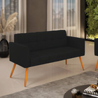 Sofá Namoradeira Elisa Linho Pés Palito Castanho D03 - D'ross