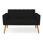 Sofá Namoradeira Elisa Linho Pés Palito Castanho D03 - D'ross