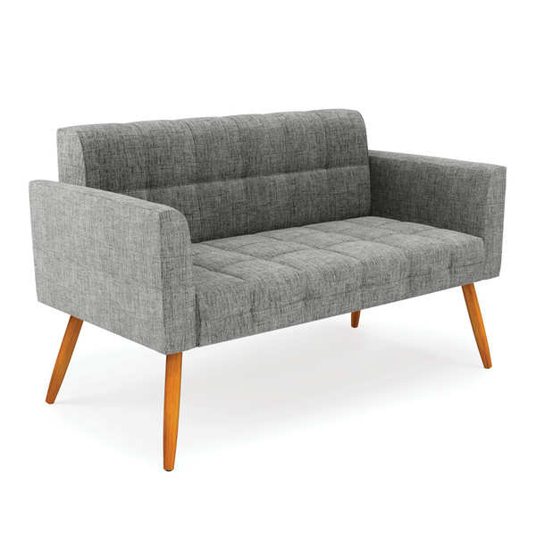 Sofá Namoradeira Elisa Linho Pés Palito Castanho D03 - D'ross