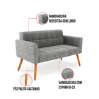 Sofá Namoradeira Elisa Linho Pés Palito Castanho D03 - D'ross