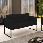 Sofá Namoradeira Elisa Linho Preto A79 Base Metálica Industri