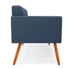 Sofá Namoradeira Elisa Suede Azul Marinho Pés Palito Castanho