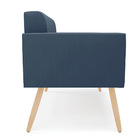 Sofá Namoradeira Elisa Suede Azul Marinho Pés Palito Natural