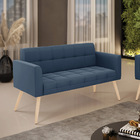 Sofá Namoradeira Elisa Suede Azul Marinho Pés Palito Natural