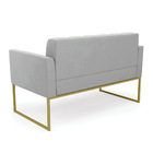 Sofá Namoradeira Elisa Suede Base Metálica Industrial Dourado