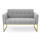 Sofá Namoradeira Elisa Suede Base Metálica Industrial Dourado