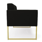 Sofá Namoradeira Elisa Suede Base Metálica Industrial Dourado