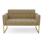 Sofá Namoradeira Elisa Suede Base Metálica Industrial Dourado