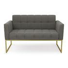 Sofá Namoradeira Elisa Suede Base Metálica Industrial Dourado