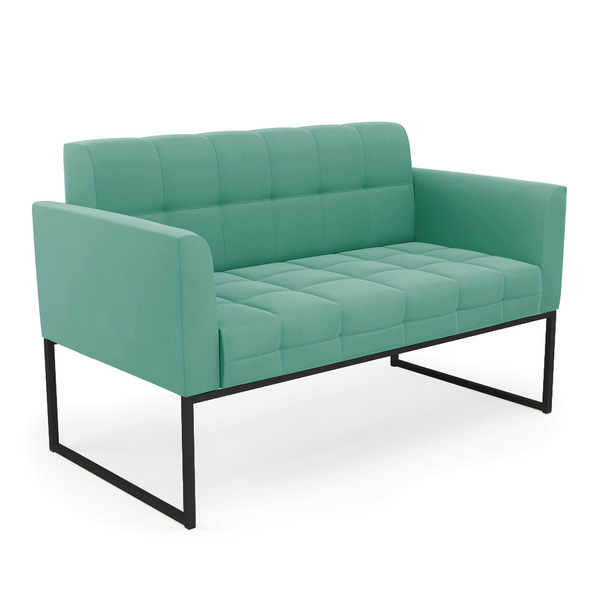 Sofá Namoradeira Elisa Suede Base Metálica Industrial Preto -