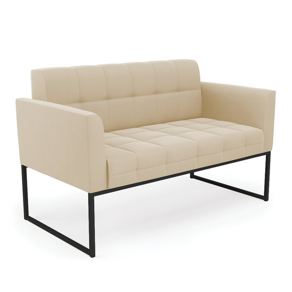 Sofá Namoradeira Elisa Suede Base Metálica Industrial Preto D