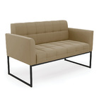 Sofá Namoradeira Elisa Suede Base Metálica Industrial Preto D