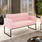 Sofá Namoradeira Elisa Suede Base Metálica Industrial Preto D