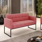 Sofá Namoradeira Elisa Suede Base Metálica Industrial Preto D