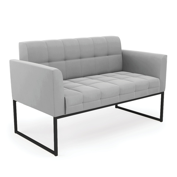 Sofá Namoradeira Elisa Suede Base Metálica Industrial Preto D