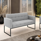 Sofá Namoradeira Elisa Suede Base Metálica Industrial Preto D