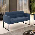 Sofá Namoradeira Elisa Suede Base Metálica Industrial Preto D