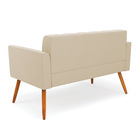 Sofá Namoradeira Elisa Suede Bege Pés Palito Castanho D03 - D