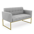 Sofá Namoradeira Elisa Suede Cinza Base Metálica Industrial D