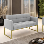 Sofá Namoradeira Elisa Suede Cinza Base Metálica Industrial D