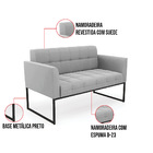 Sofá Namoradeira Elisa Suede Cinza Base Metálica Industrial P