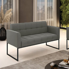 Sofá Namoradeira Elisa Suede Grafite Base Metálica Industrial