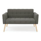 Sofá Namoradeira Elisa Suede Grafite Pés Palito Natural D03 -