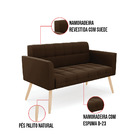 Sofá Namoradeira Elisa Suede Marrom Pés Palito Natural D03 -