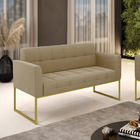 Sofá Namoradeira Elisa Suede Marrom Rato Base Metálica Indust