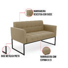 Sofá Namoradeira Elisa Suede Marrom Rato Base Metálica Indust