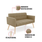 Sofá Namoradeira Elisa Suede Marrom Rato Pés Palito Natural D