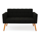 Sofá Namoradeira Elisa Suede Pés Palito Castanho D03 - D'ross