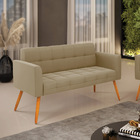 Sofá Namoradeira Elisa Suede Pés Palito Castanho D03 - D'ross