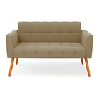 Sofá Namoradeira Elisa Suede Pés Palito Castanho D03 - D'ross