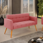 Sofá Namoradeira Elisa Suede Pés Palito Castanho D03 - D'ross