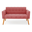 Sofá Namoradeira Elisa Suede Pés Palito Castanho D03 - D'ross