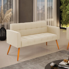 Sofá Namoradeira Elisa Suede Pés Palito Castanho D03 - D'ross