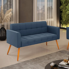 Sofá Namoradeira Elisa Suede Pés Palito Castanho D03 - D'ross