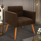 Sofá Namoradeira Elisa Suede Pés Palito Castanho D03 - D'ross